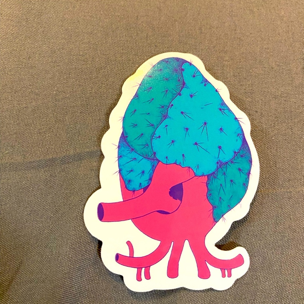 🌈20/$12🌈 Vibrant Blue and Pink Cactus Heart Sticker